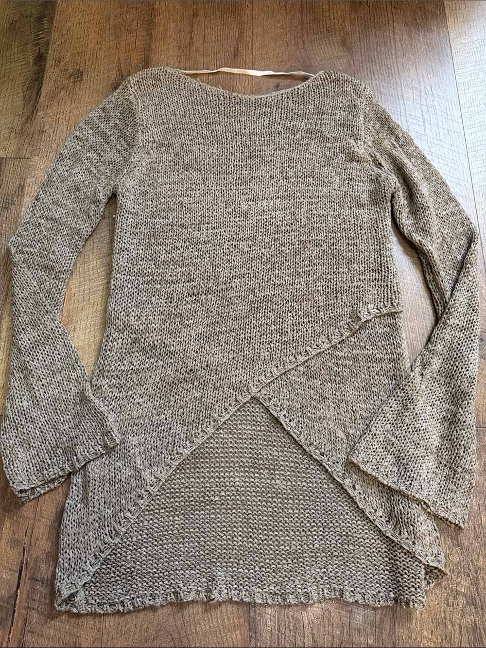 Moon River Tan Open-Front Knit Sweater